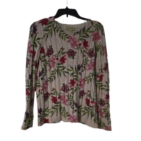 Appleseed's Floral cream knit sweater Size M - Picture 1 of 4